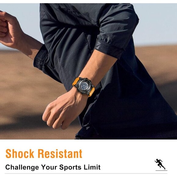 Senor Men Digital Sport Watch 5ATM Waterproof Military LED Backlight Resin Strap - Picture 6 of 9